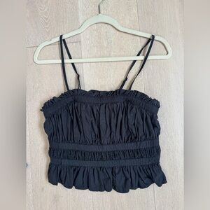 Free People Black Ruffled Camisole